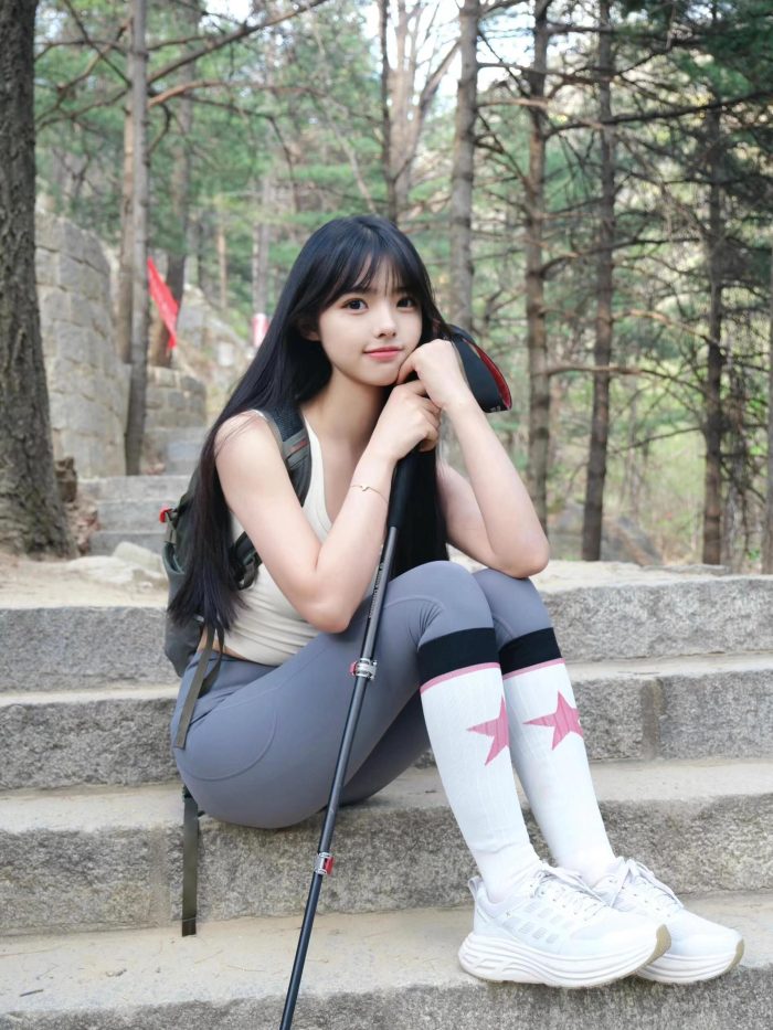 爱爬山的瑜伽裤MM，太甜美了！~-清野图库